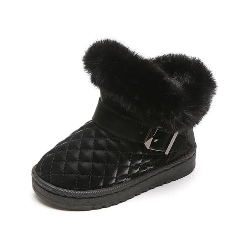 Leather Covered Children Snow Boots Anti Slip Thick Cotton Boots Short Boots Baby Cotton Shoes Kids Shoe for Girl Winer Shoe