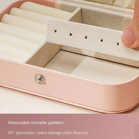 Velvet Interior Jewelry Storage Box Movable Partition PU Leather Ring Earrings Organizer Anti-oxidation Jewel Case