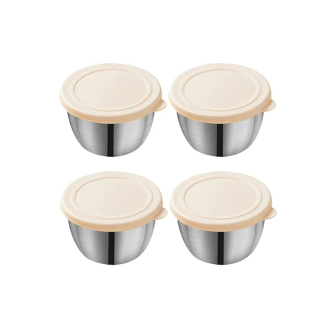 Stainless Steel Sauce Cup with Lid Salad Dressing Container Reusable Salad Dipping Dish Portable Barbecue Spice Jar Kitchen Tool