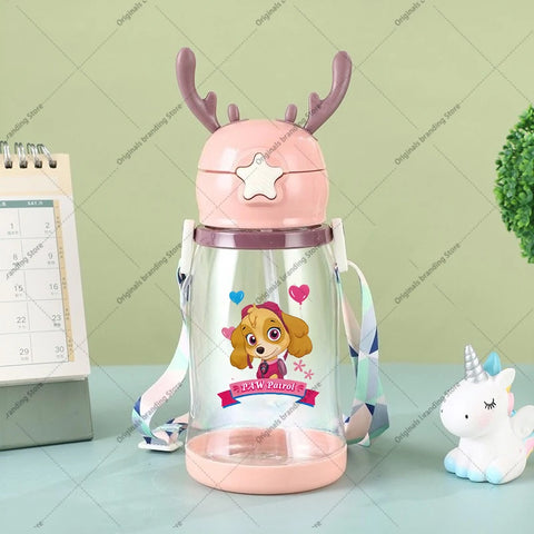 Paw Patrols Kids Water Sippy Cup Antler Creative Cartoon Baby Cups with Straws Leakproof Water Bottles Outdoor Children's Cup