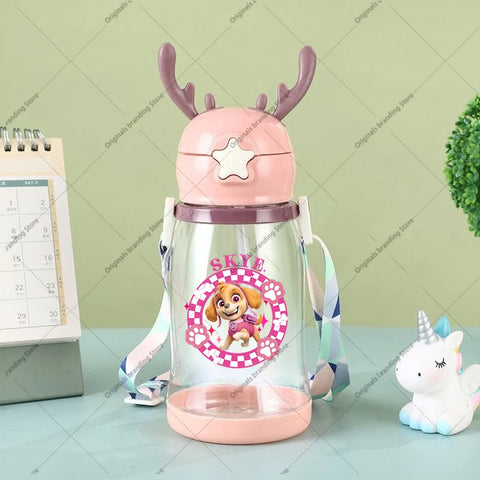 Paw Patrols Kids Water Sippy Cup Antler Creative Cartoon Baby Cups with Straws Leakproof Water Bottles Outdoor Children's Cup