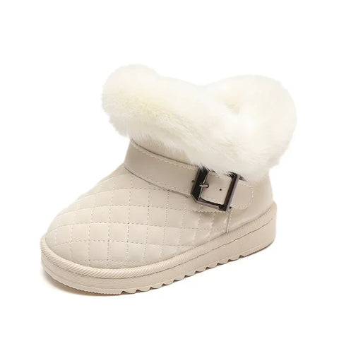 Leather Covered Children Snow Boots Anti Slip Thick Cotton Boots Short Boots Baby Cotton Shoes Kids Shoe for Girl Winer Shoe