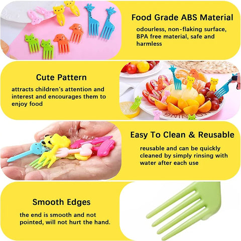 Mini Cartoon Fruit Forks For Children Kids Cute Animals Food Picks Small Snack Cake Dessert Toothpicks Chopsticks