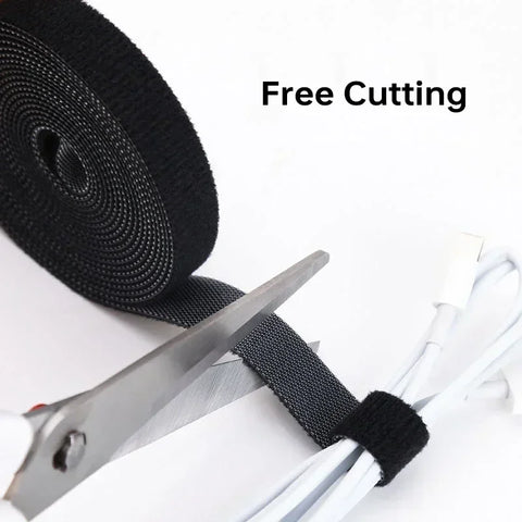 Wholesale 2/5M/Roll 12mm Width Cable Organizer USB Cable Winder Management nylon Free Cut Ties Mouse earphone Cord cable ties