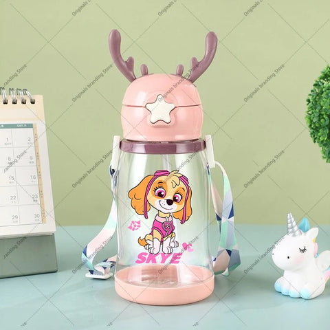 Paw Patrols Kids Water Sippy Cup Antler Creative Cartoon Baby Cups with Straws Leakproof Water Bottles Outdoor Children's Cup