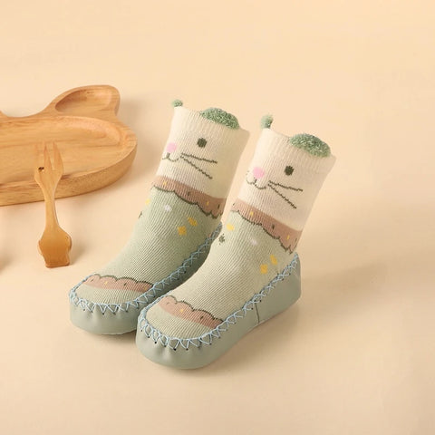 Cotton Warm Shoes with Rubber Anti Slip Sole Winter Baby Cute Cartoon Animal Floor Socks for Infant Girls Boys Slipper Stuff
