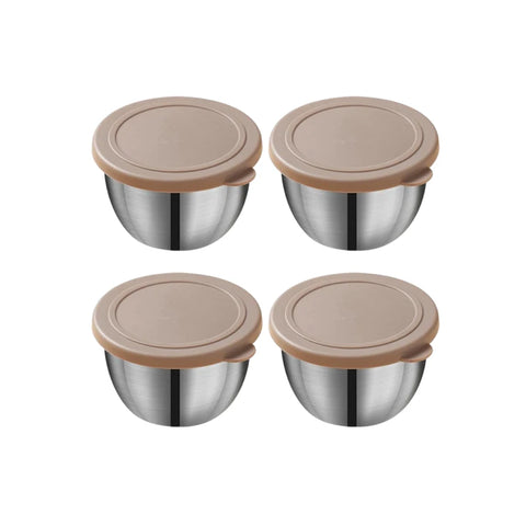 Stainless Steel Sauce Cup with Lid Salad Dressing Container Reusable Salad Dipping Dish Portable Barbecue Spice Jar Kitchen Tool