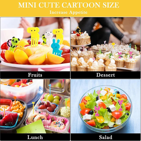 Mini Cartoon Fruit Forks For Children Kids Cute Animals Food Picks Small Snack Cake Dessert Toothpicks Chopsticks