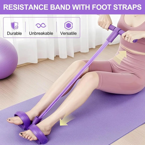 21 Fitness Resistance Bands-4 Tube Pedal Ankle Puller, New Elastic Yoga Pedal Puller Stretch Band for Exercise, AB Training Auxi